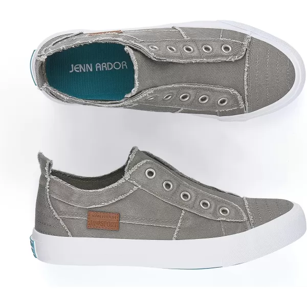 JENN ARDOR Womens Slip On Fashion Sneakers No Laces Comfortable Casual Low Canvas Sneakers Flats Walking ShoesGreysmoked Twill