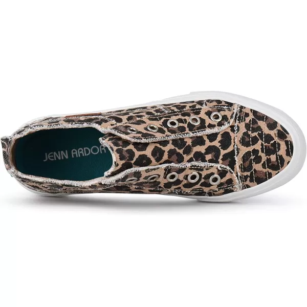 JENN ARDOR Womens Slip On Fashion Sneakers No Laces Comfortable Casual Low Canvas Sneakers Flats Walking ShoesLeopard Print