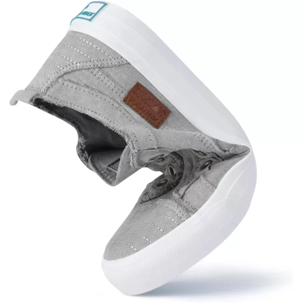 JENN ARDOR Womens Slip On Fashion Sneakers No Laces Comfortable Casual Low Canvas Sneakers Flats Walking ShoesLight Gray