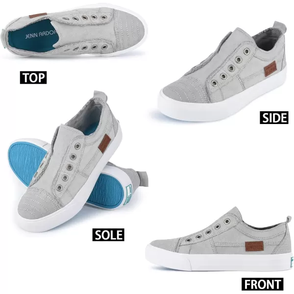 JENN ARDOR Womens Slip On Fashion Sneakers No Laces Comfortable Casual Low Canvas Sneakers Flats Walking ShoesLight Gray