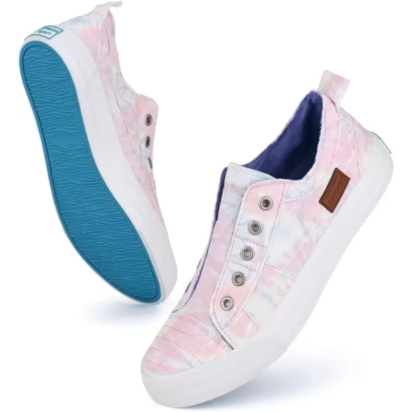 JENN ARDOR Womens Slip On Fashion Sneakers No Laces Comfortable Casual Low Canvas Sneakers Flats Walking ShoesLight Pink Floral