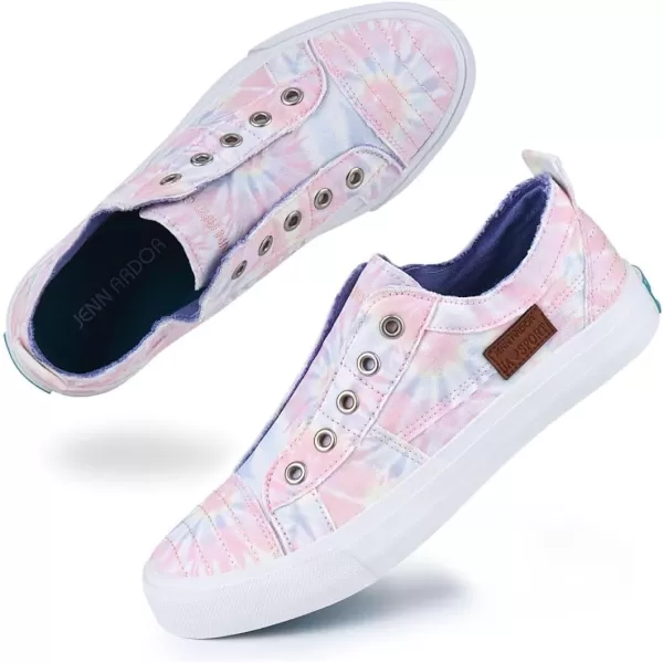 JENN ARDOR Womens Slip On Fashion Sneakers No Laces Comfortable Casual Low Canvas Sneakers Flats Walking ShoesLight Pink Floral