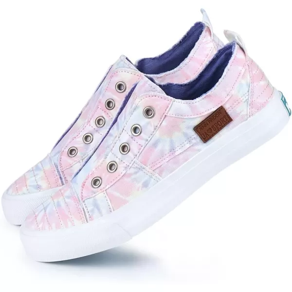 JENN ARDOR Womens Slip On Fashion Sneakers No Laces Comfortable Casual Low Canvas Sneakers Flats Walking ShoesLight Pink Floral