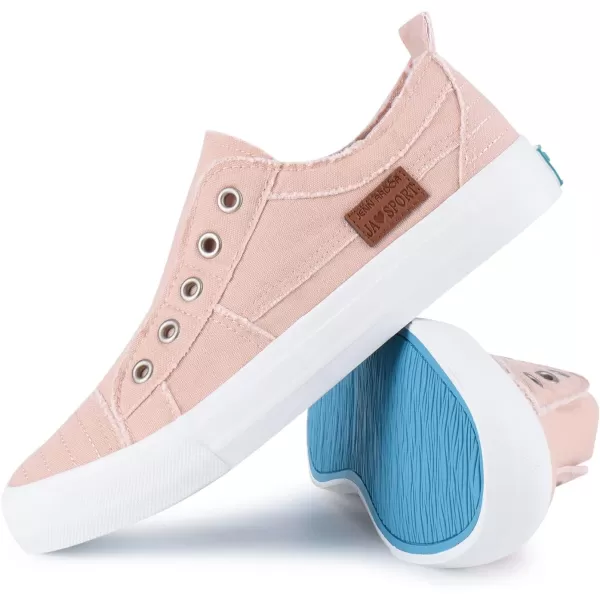 JENN ARDOR Womens Slip On Fashion Sneakers No Laces Comfortable Casual Low Canvas Sneakers Flats Walking ShoesPink