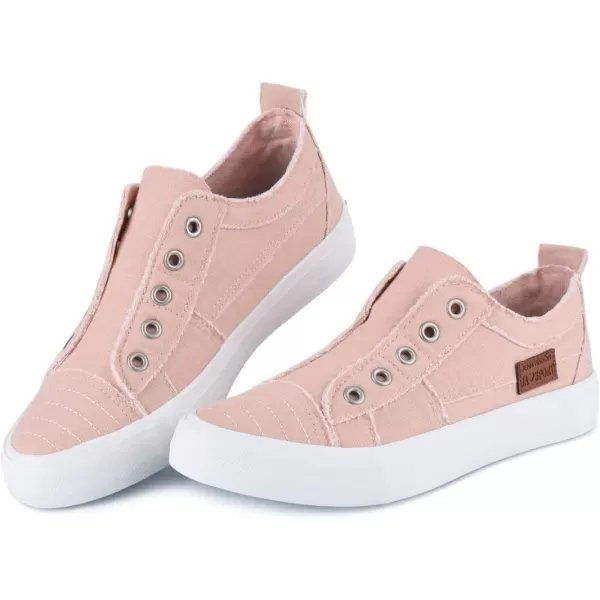 JENN ARDOR Womens Slip On Fashion Sneakers No Laces Comfortable Casual Low Canvas Sneakers Flats Walking ShoesPink
