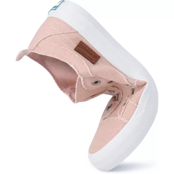 JENN ARDOR Womens Slip On Fashion Sneakers No Laces Comfortable Casual Low Canvas Sneakers Flats Walking ShoesPink