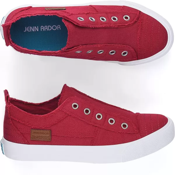 JENN ARDOR Womens Slip On Fashion Sneakers No Laces Comfortable Casual Low Canvas Sneakers Flats Walking ShoesRedsmoked Twill