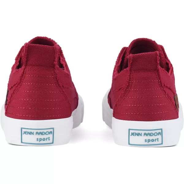 JENN ARDOR Womens Slip On Fashion Sneakers No Laces Comfortable Casual Low Canvas Sneakers Flats Walking ShoesRedsmoked Twill