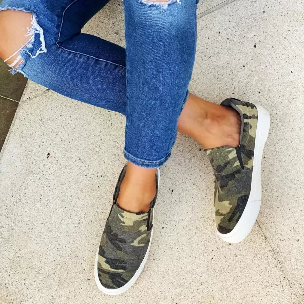 JENN ARDOR Womens Slip On Sneakers Fashion Flats Shoes Comfortable Casual Shoes for WalkingCamo
