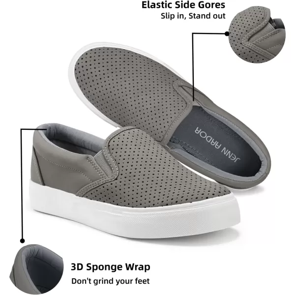 JENN ARDOR Womens Slip On Sneakers Fashion Flats Shoes Comfortable Casual Shoes for WalkingGrey1