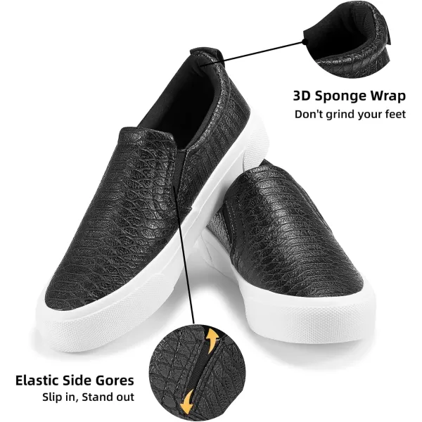 JENN ARDOR Womens Slip On Sneakers Fashion Flats Shoes Comfortable Casual Shoes for WalkingSblack