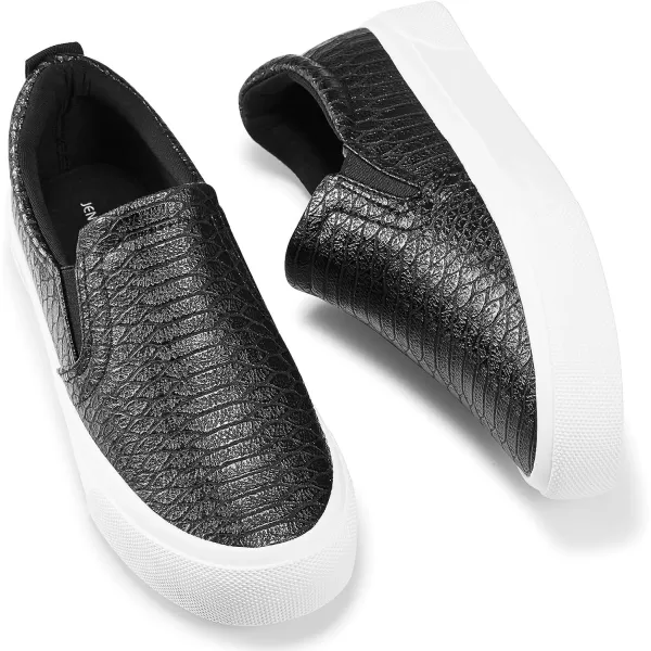 JENN ARDOR Womens Slip On Sneakers Fashion Flats Shoes Comfortable Casual Shoes for WalkingSblack