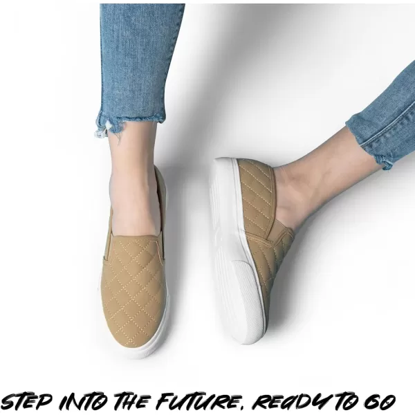 JENN ARDOR Womens Slip On Sneakers Fashion Flats Shoes Comfortable Casual Shoes for WalkingTaupe