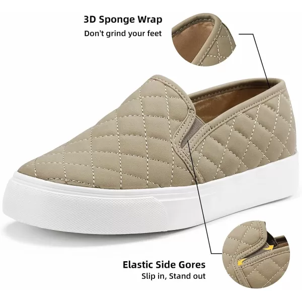 JENN ARDOR Womens Slip On Sneakers Fashion Flats Shoes Comfortable Casual Shoes for WalkingTaupe