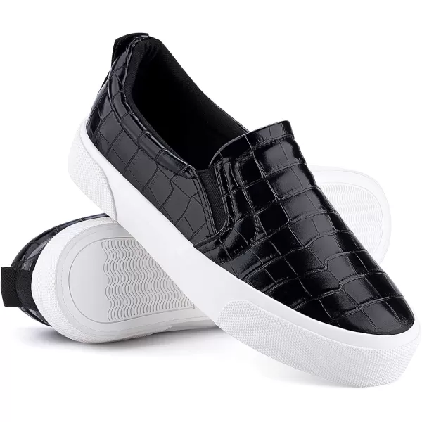 JENN ARDOR Womens Slip On Sneakers Fashion Flats Shoes Comfortable Casual Shoes for WalkingTblack