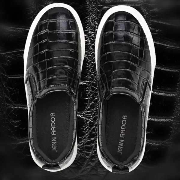 JENN ARDOR Womens Slip On Sneakers Fashion Flats Shoes Comfortable Casual Shoes for WalkingTblack