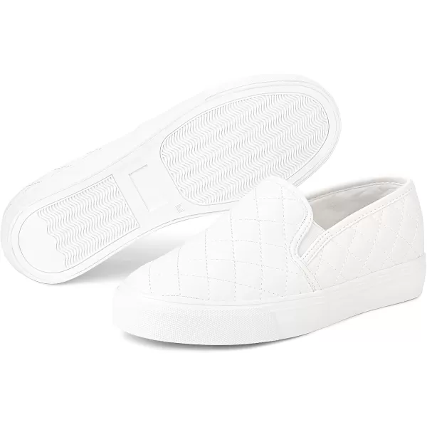 JENN ARDOR Womens Slip On Sneakers Fashion Flats Shoes Comfortable Casual Shoes for WalkingWhite