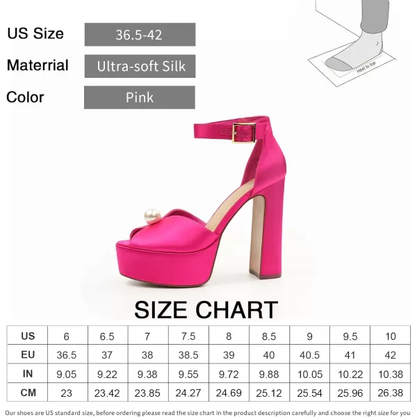 JENN ARDOR Womens Stylish Chunky Platform High Block Heels with Pearl Comfortable Open Toe Ankle Strap Dress Wedding Work Pumps ShoesRed