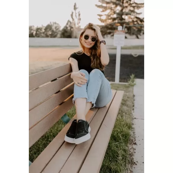 JENN ARDOR Womens Stylish Slip On Sneakers No Laces Elastic Low Top Canvas Sneakers Trendy Flats Comfortable Casual Walking ShoesBlack Canvas