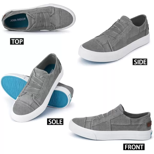 JENN ARDOR Womens Stylish Slip On Sneakers No Laces Elastic Low Top Canvas Sneakers Trendy Flats Comfortable Casual Walking ShoesGrey