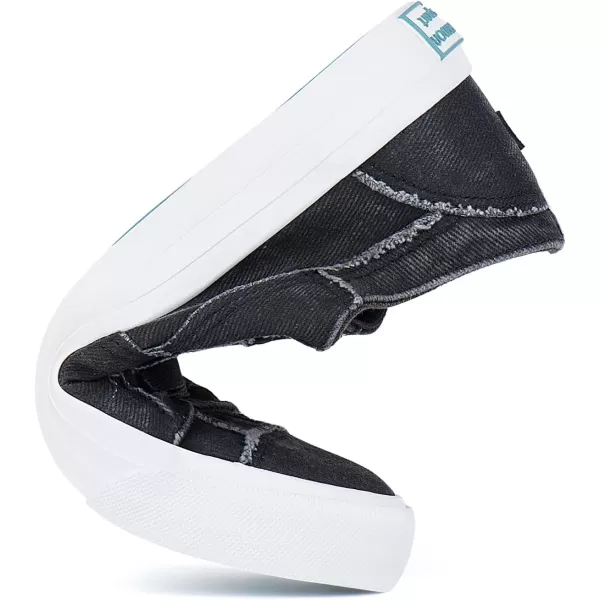 JENN ARDOR Womens Stylish Slip On Sneakers No Laces Elastic Low Top Canvas Sneakers Trendy Flats Comfortable Casual Walking ShoesGrey Black Smoked Twill