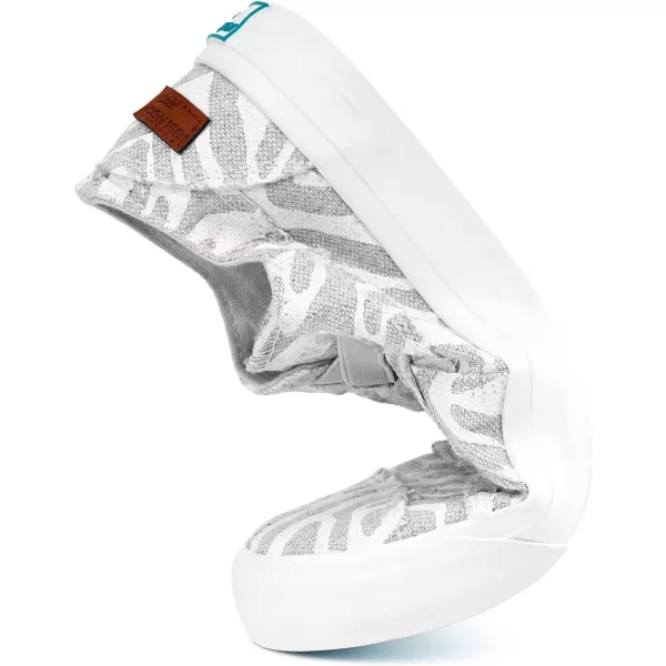 JENN ARDOR Womens Stylish Slip On Sneakers No Laces Elastic Low Top Canvas Sneakers Trendy Flats Comfortable Casual Walking ShoesGreyWhite Zebra Canvas