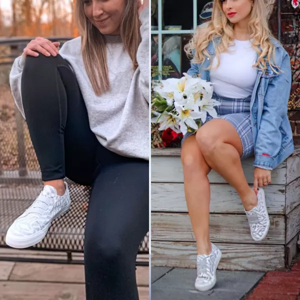 JENN ARDOR Womens Stylish Slip On Sneakers No Laces Elastic Low Top Canvas Sneakers Trendy Flats Comfortable Casual Walking ShoesGreyWhite Zebra Canvas