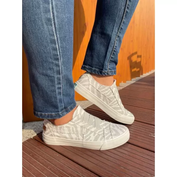 JENN ARDOR Womens Stylish Slip On Sneakers No Laces Elastic Low Top Canvas Sneakers Trendy Flats Comfortable Casual Walking ShoesGreyWhite Zebra Canvas