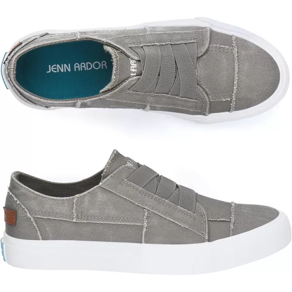 JENN ARDOR Womens Stylish Slip On Sneakers No Laces Elastic Low Top Canvas Sneakers Trendy Flats Comfortable Casual Walking ShoesGreysmoked Twill