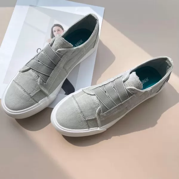 JENN ARDOR Womens Stylish Slip On Sneakers No Laces Elastic Low Top Canvas Sneakers Trendy Flats Comfortable Casual Walking ShoesLight Gray Canvas