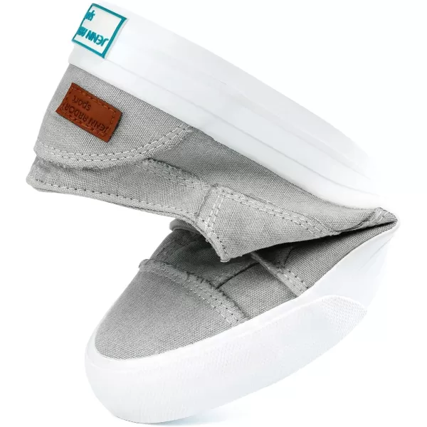 JENN ARDOR Womens Stylish Slip On Sneakers No Laces Elastic Low Top Canvas Sneakers Trendy Flats Comfortable Casual Walking ShoesLight Gray Canvas