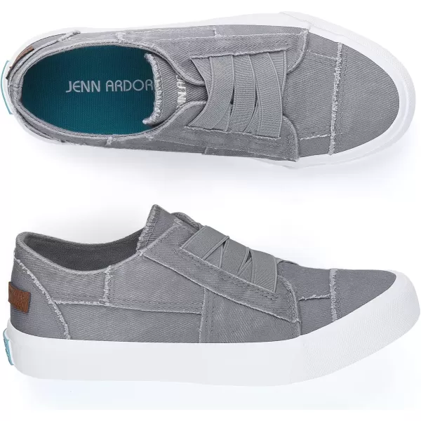 JENN ARDOR Womens Stylish Slip On Sneakers No Laces Elastic Low Top Canvas Sneakers Trendy Flats Comfortable Casual Walking ShoesLight Greysmoked Twill