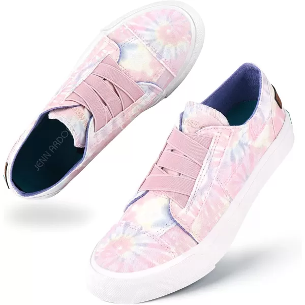 JENN ARDOR Womens Stylish Slip On Sneakers No Laces Elastic Low Top Canvas Sneakers Trendy Flats Comfortable Casual Walking ShoesLight Pink Floral