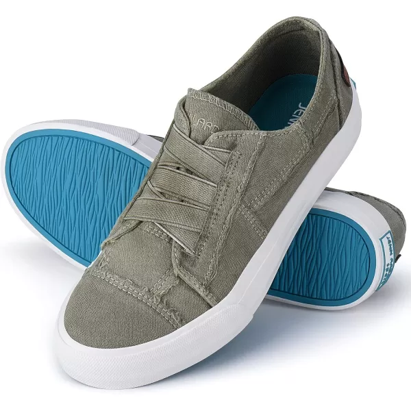 JENN ARDOR Womens Stylish Slip On Sneakers No Laces Elastic Low Top Canvas Sneakers Trendy Flats Comfortable Casual Walking ShoesOlive Canvas