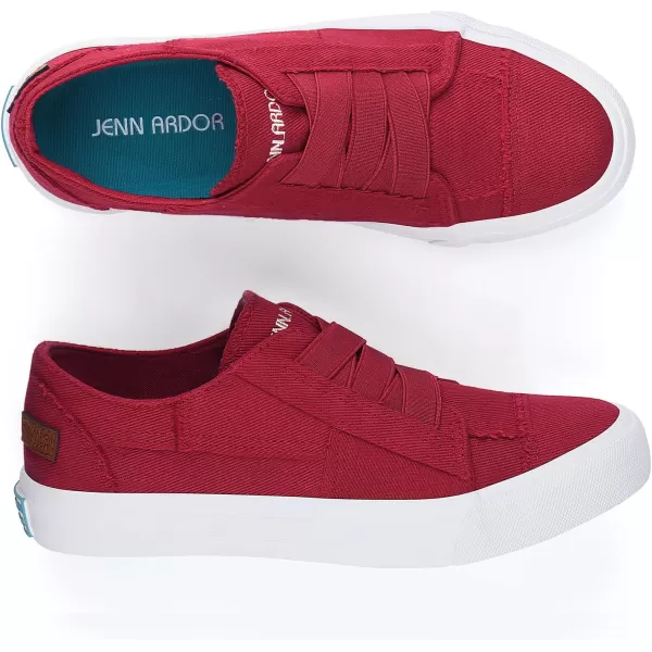 JENN ARDOR Womens Stylish Slip On Sneakers No Laces Elastic Low Top Canvas Sneakers Trendy Flats Comfortable Casual Walking ShoesRedsmoked Twill