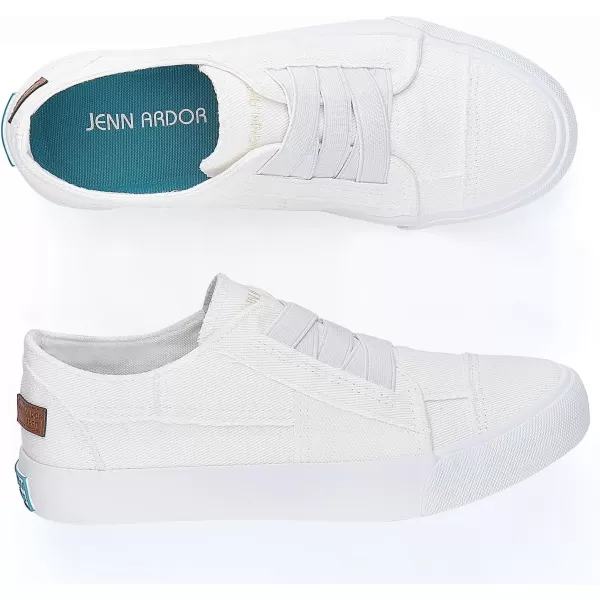 JENN ARDOR Womens Stylish Slip On Sneakers No Laces Elastic Low Top Canvas Sneakers Trendy Flats Comfortable Casual Walking ShoesWhitesmoked Twill