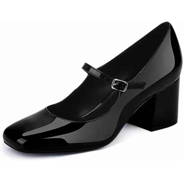 JENN ARDOR Block Heels for Women Chunky Heel Mary Jane Closed Toe Work Pumps Comfortable Square Toe Dress ShoesBlack