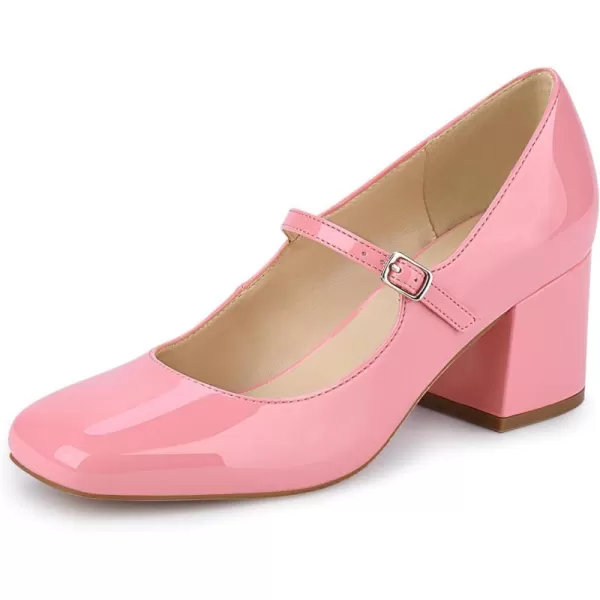 JENN ARDOR Block Heels for Women Chunky Heel Mary Jane Closed Toe Work Pumps Comfortable Square Toe Dress ShoesPink