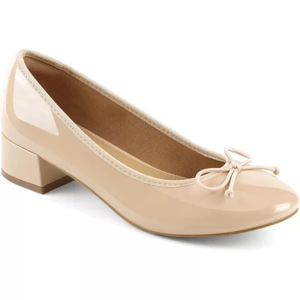 JENN ARDOR Chunky Block Low Heels Bow Round Closed Toe Comfort Work Casual SlipOn Bridal Wedding Guest Dress Sexy Prom Pumps Shoes for WomenNudepu