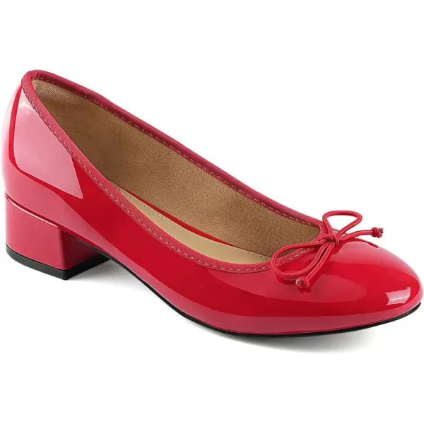 JENN ARDOR Chunky Block Low Heels Bow Round Closed Toe Comfort Work Casual SlipOn Bridal Wedding Guest Dress Sexy Prom Pumps Shoes for WomenRedpu