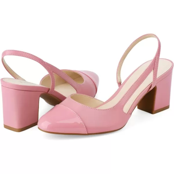 JENN ARDOR Closed Toe Chunky Heels Slingback Pumps Block Dress Shoes Women Comfort Classic Splicing Pointy Cap Toe Low Heels Sandals 25 inch for WeddingPink