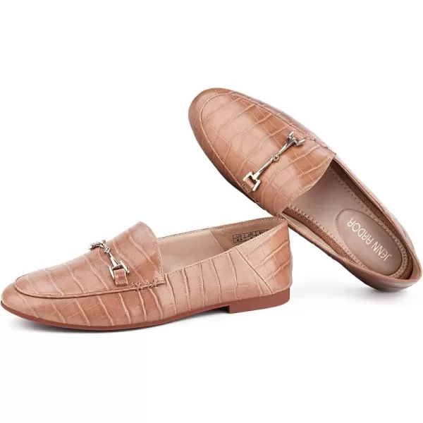 JENN ARDOR Loafers for Women Flats Shoes Womens Penny Loafers Slip On Pointed Toe Comfortable Office Work Driving Flats Fashion Dress Shoes for WomenCamel Croc