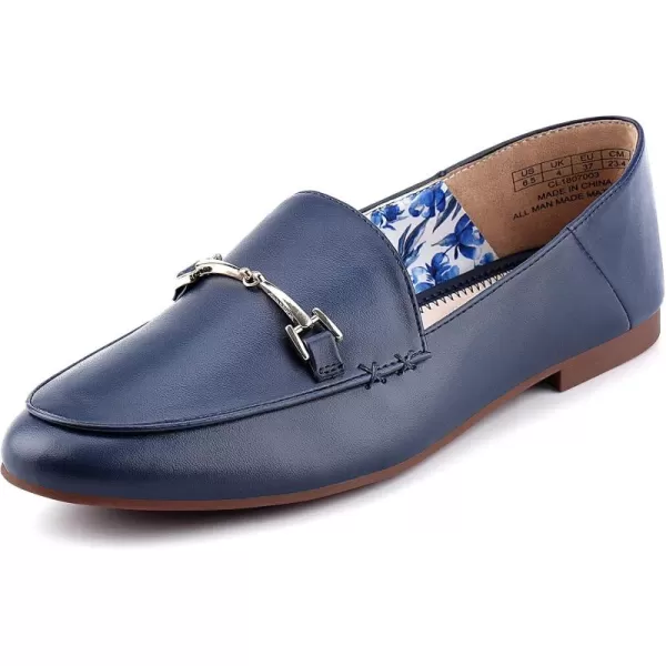 JENN ARDOR Loafers for Women Flats Shoes Womens Penny Loafers Slip On Pointed Toe Comfortable Office Work Driving Flats Fashion Dress Shoes for WomenNavy
