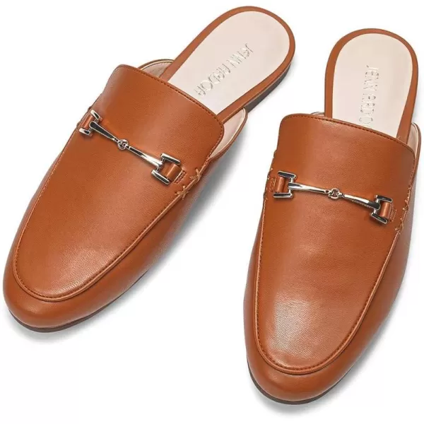 JENN ARDOR Mules for Women Flats Backless Loafers Shoes Slip On Slippers Pointed Toe Low Heel Work Slides Womens Mules Casual ShoesBrown Mules