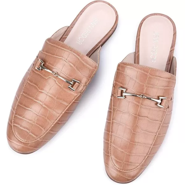 JENN ARDOR Mules for Women Flats Backless Loafers Shoes Slip On Slippers Pointed Toe Low Heel Work Slides Womens Mules Casual ShoesCamel Flats