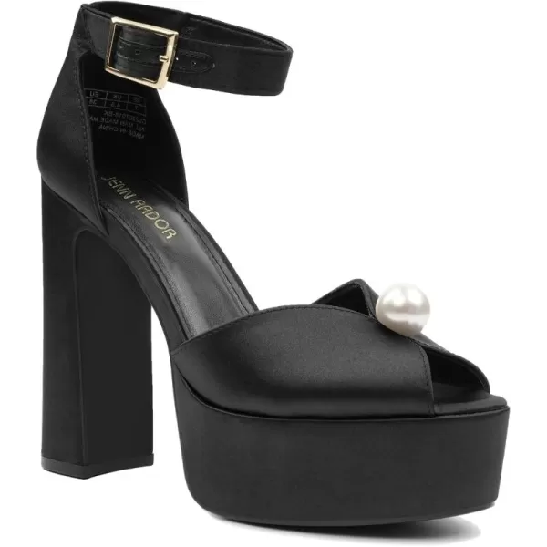JENN ARDOR Platform High Heels for Women Sexy Peep Toe Chunky Heels Comfortable 45inch Block Heeled Sandals Pumps Ankle Strap Wedding Party Evening Dress ShoesBlack