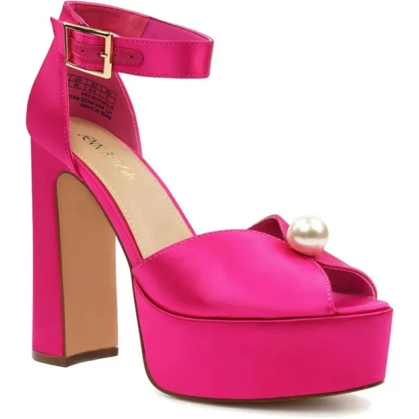 JENN ARDOR Platform High Heels for Women Sexy Peep Toe Chunky Heels Comfortable 45inch Block Heeled Sandals Pumps Ankle Strap Wedding Party Evening Dress ShoesHot Pink
