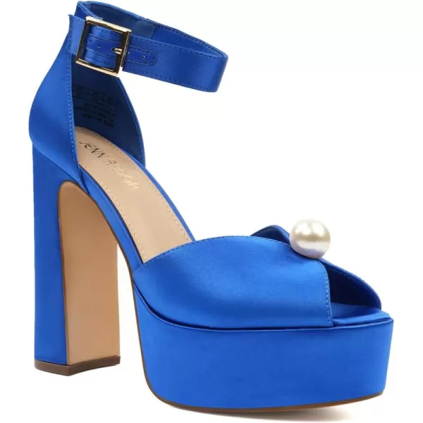 JENN ARDOR Platform High Heels for Women Sexy Peep Toe Chunky Heels Comfortable 45inch Block Heeled Sandals Pumps Ankle Strap Wedding Party Evening Dress ShoesRoyal Blue