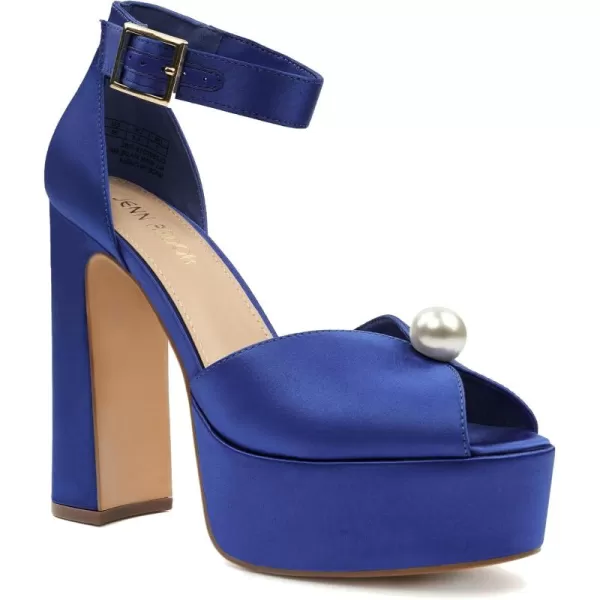 JENN ARDOR Platform High Heels for Women Sexy Peep Toe Chunky Heels Comfortable 45inch Block Heeled Sandals Pumps Ankle Strap Wedding Party Evening Dress ShoesDark Blue