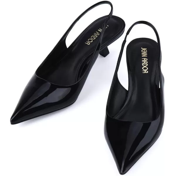 JENN ARDOR Slingback Heels for Women Low Heels Dress Shoes Kitten Pumps Dressy Heeled Sandals Wide Width Fashion Casual ShoesBlackPu